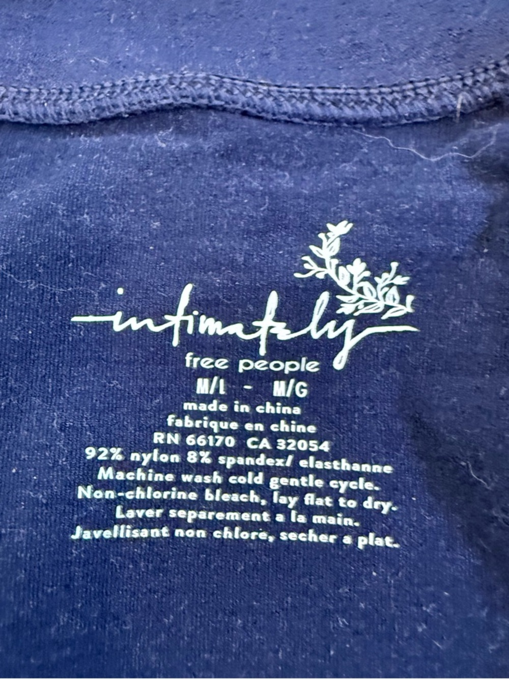 Free People Navy Gray Long Sleeve Crop Top - Picture 2 of 6